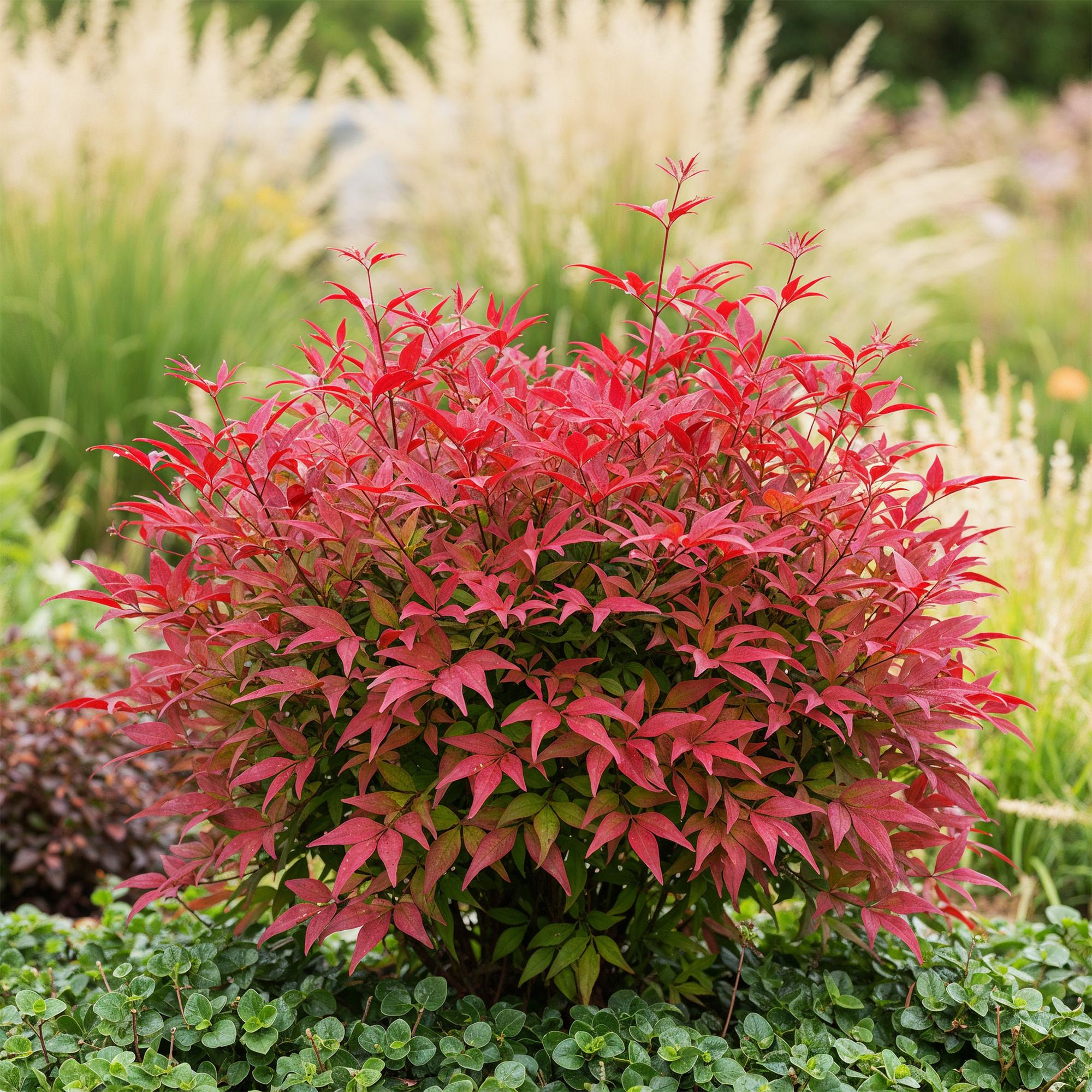 Tuinplant - Nandina Blush Pink - Donker Roze - 1 Plant - Groenblijvend - Weinig Onderhoud - Pot 17cm Hoogte 40cm