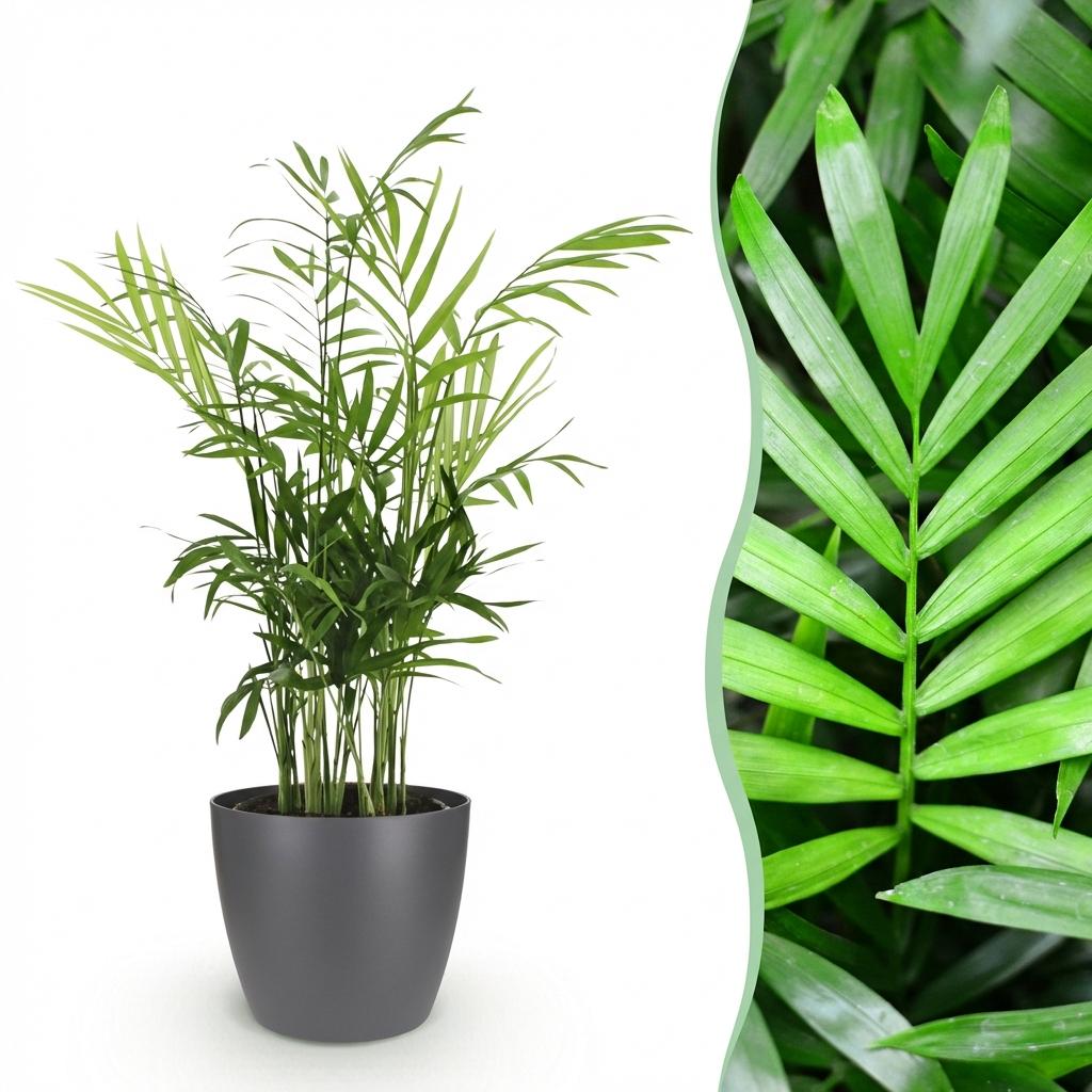 Kamerplant - Chamaedorea elegans - Goudpalm - Huisdiervriendelijke Plant - Groen - 1 Plant - met Potter Grijs - Pot 12cm - Hoogte 15cm