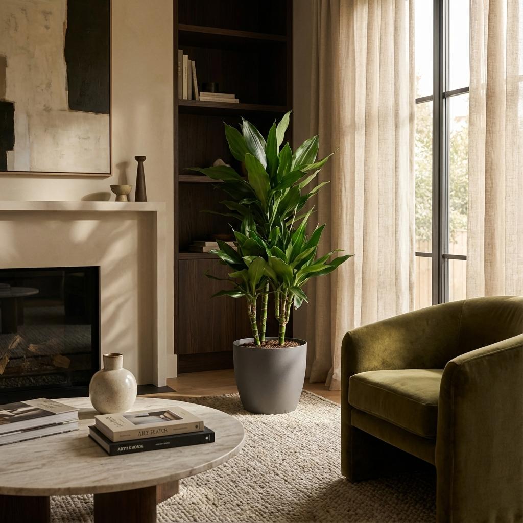 Dracaena  Janet Lindt met Potter grijs - 95cm - Ø21