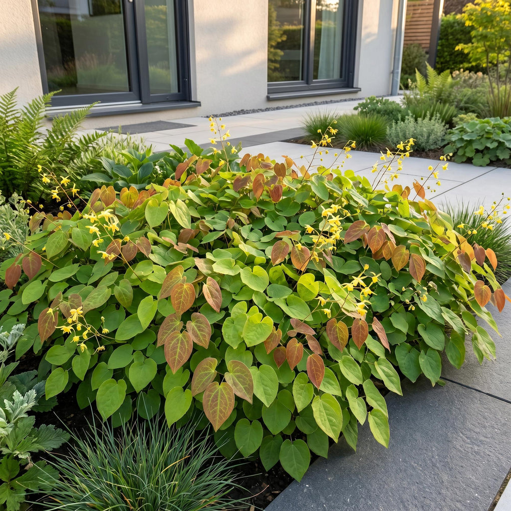Vasteplant - Epimedium perralch. Frohnleiten - Elfenbloem - Schaduw - Geel - 12 Planten - Pot 11cm - Hoogte 15-25cm