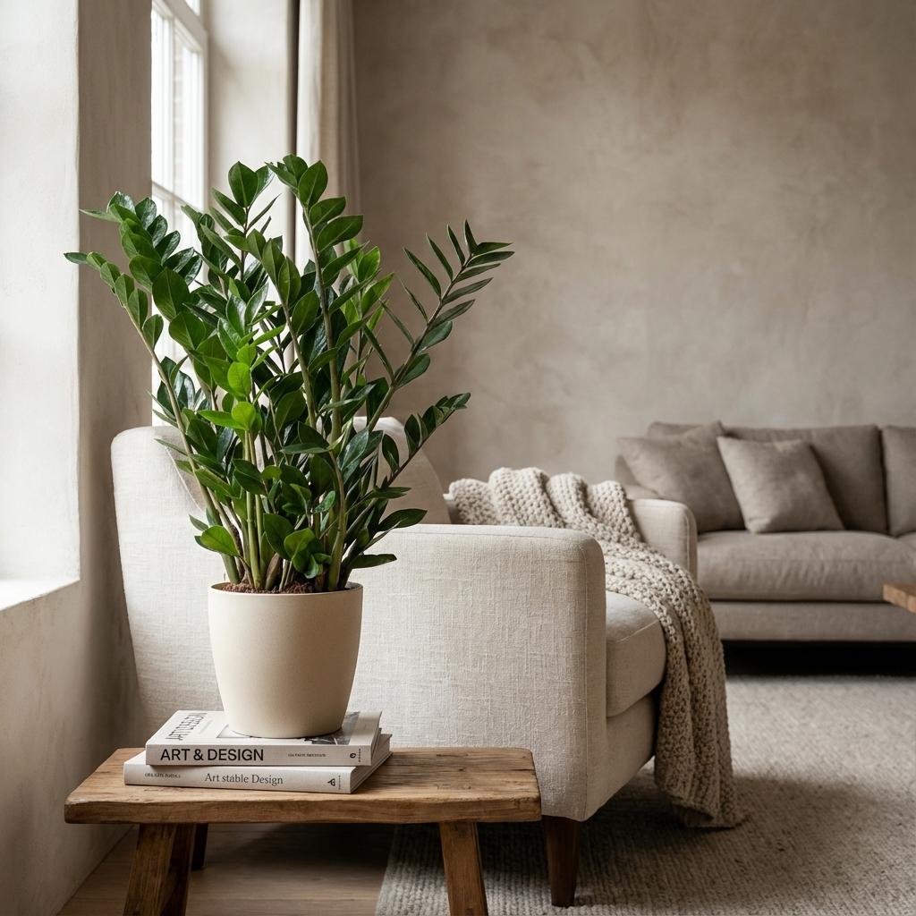 Zamioculcas Zamiifolia met Potter wit - 80cm - Ø21