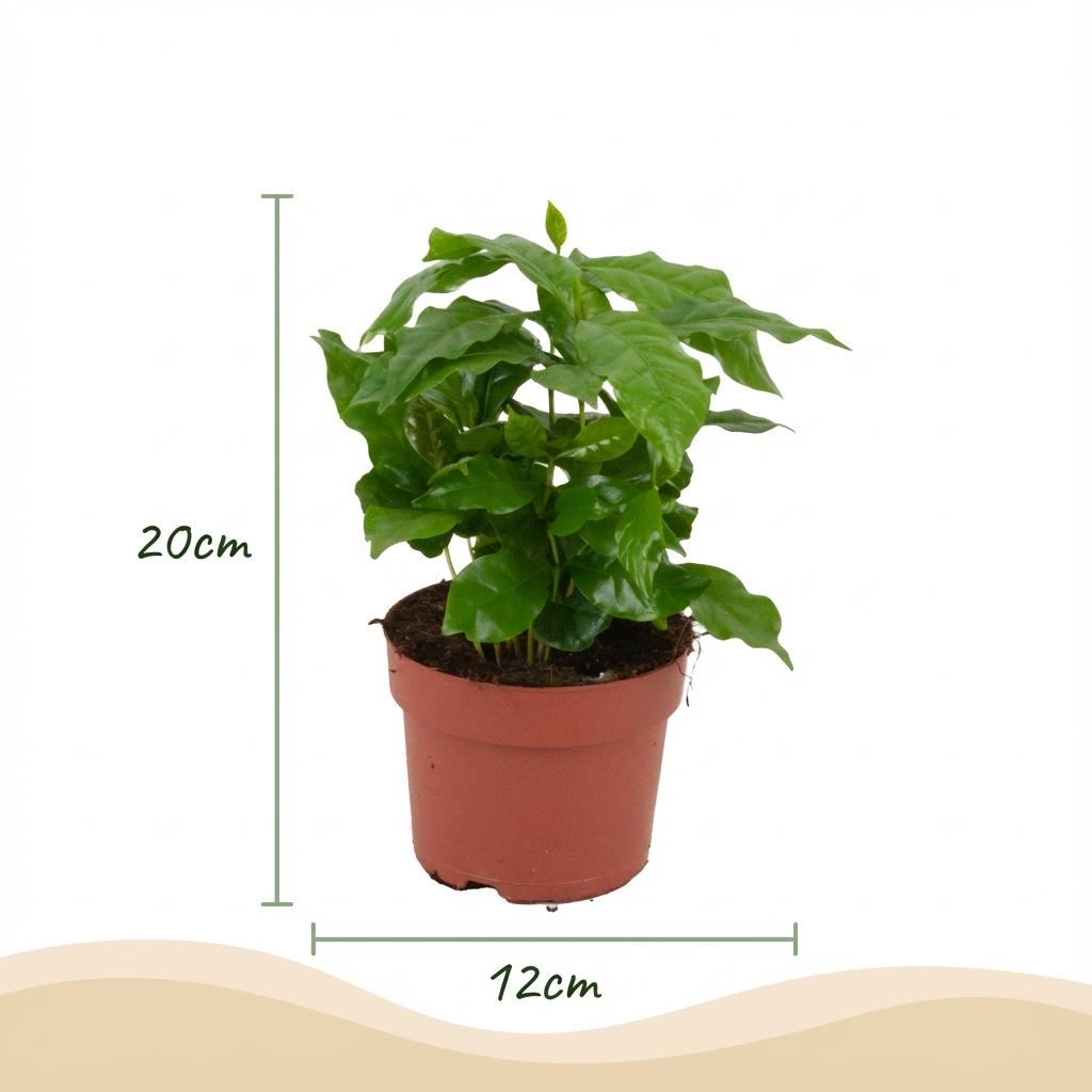 Kamerplant - Koffieplant - Coffea Arabica - Wit - Weinig onderhoud - 1 Plant - Pot 12cm - Hoogte 15 - 20cm