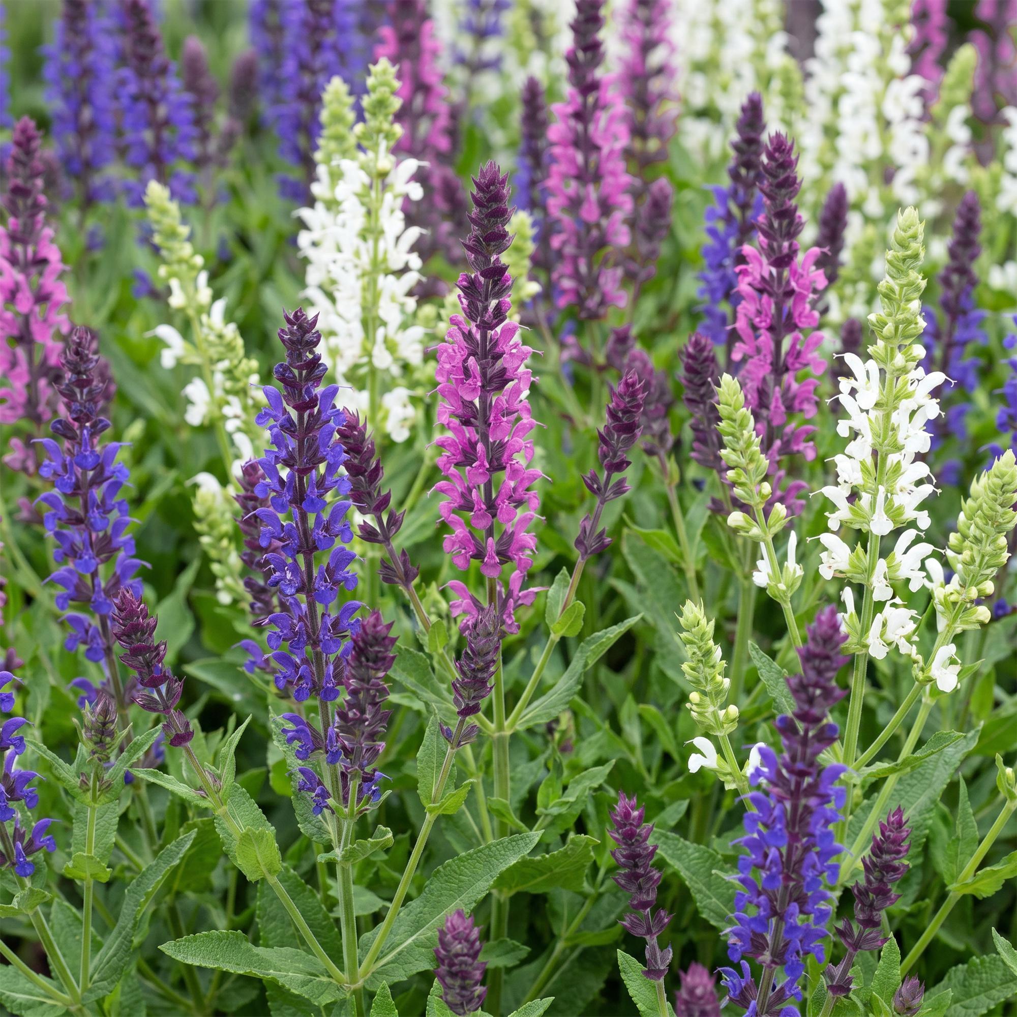 Vasteplant - Salvia Tricolour - Salie - Geurend - Paars - Roze - Wit - 12 Planten - Pot 11cm - Hoogte 15-25cm