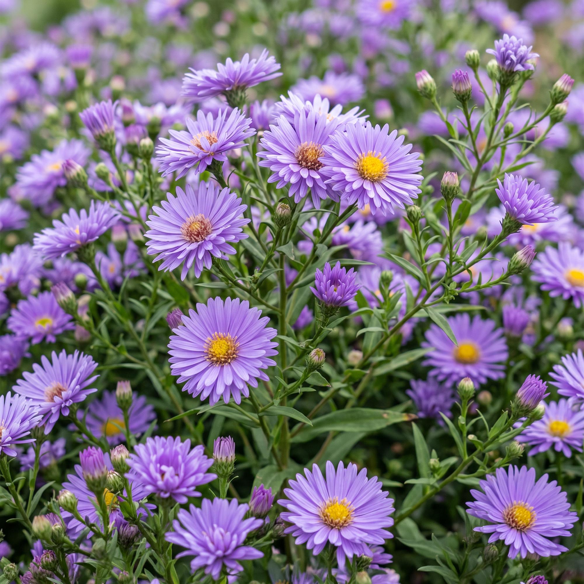 Vasteplant - Aster (D) Mittelmeer - Zeeaster - Bijen en Vlinderlokkers - Paars - 1 Plant - Pot 11cm - Hoogte 15-25cm