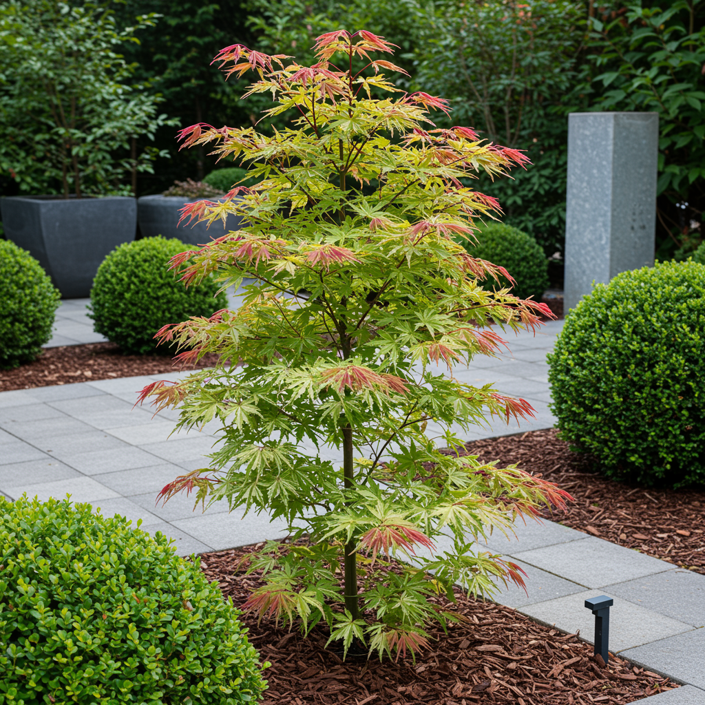 Terrasplant - Japanse Esdoorn - Acer palmatum Phoenix - Roze - 2 Planten - Bladverliezend - Pot 19cm Hoogte 70cm