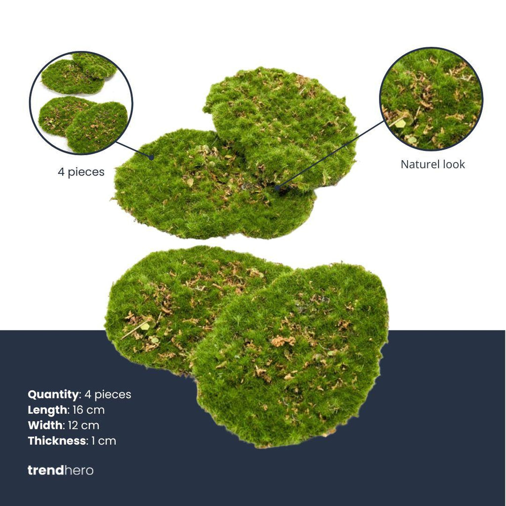 Mosplaat – Groen mos – Set van 4 – Kunstmos - ARTIFICIAL