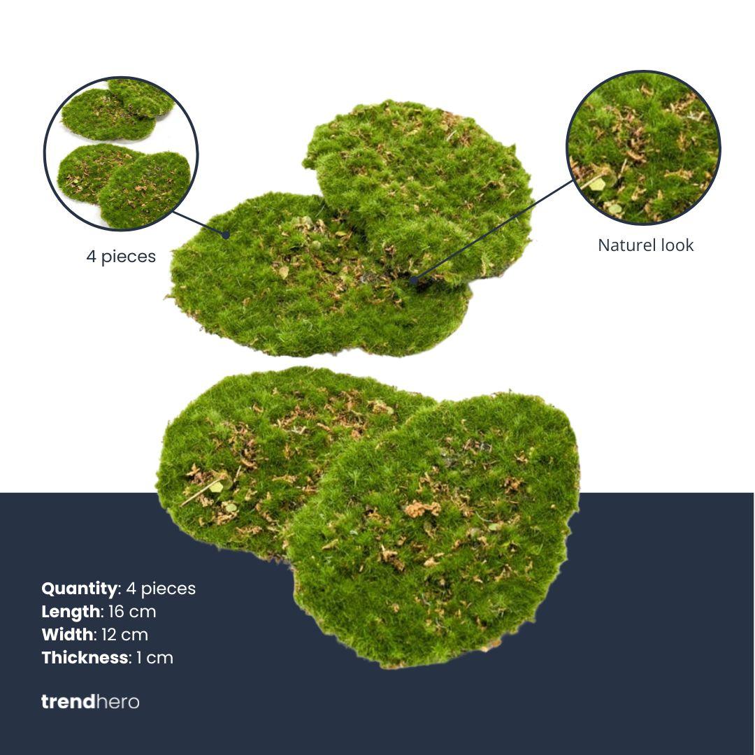Mosplaat – Groen mos – Set van 4 – Kunstmos - ARTIFICIAL