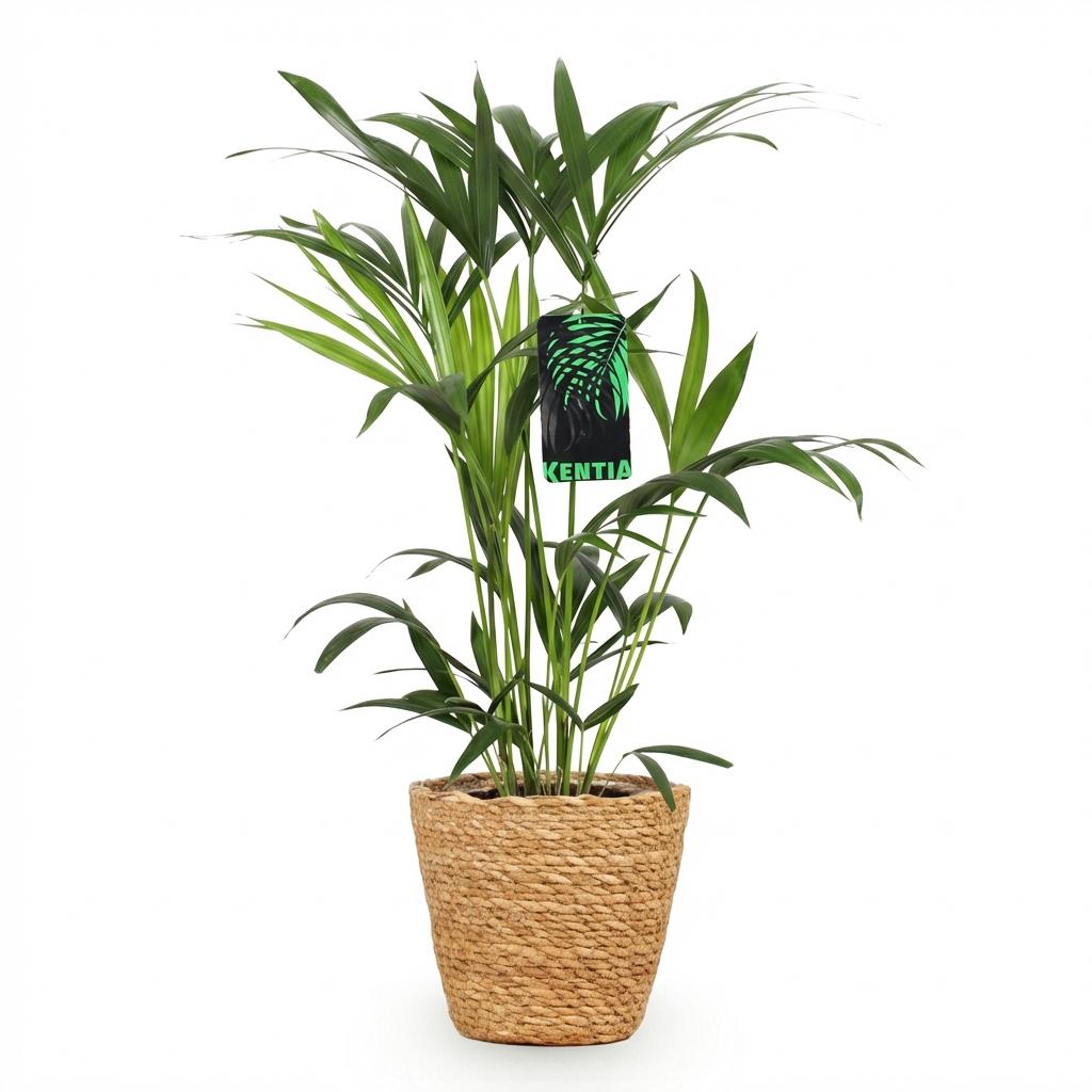 Kamerplant - Howea Forsteriana - Kentia Palm - Weinig Onderhoud - Groen - 1 Plant - met Mand - Pot 19cm - Hoogte 80-85cm