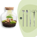 DIY terrarium - Little Joe met licht - ↕ 21,5 cm - Rake + Shovel + Tweezer + Scissors
