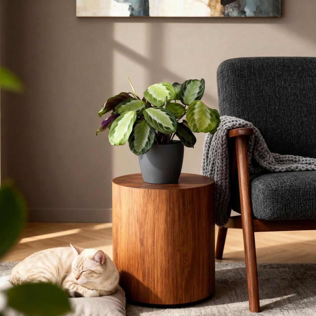 Kamerplant - Maranta Fascinator Silverband - Gebedsplant - Huisdiervriendelijke Plant - Groen - 2 Planten - met Potter Grijs - Pot 12cm - Hoogte 25cm
