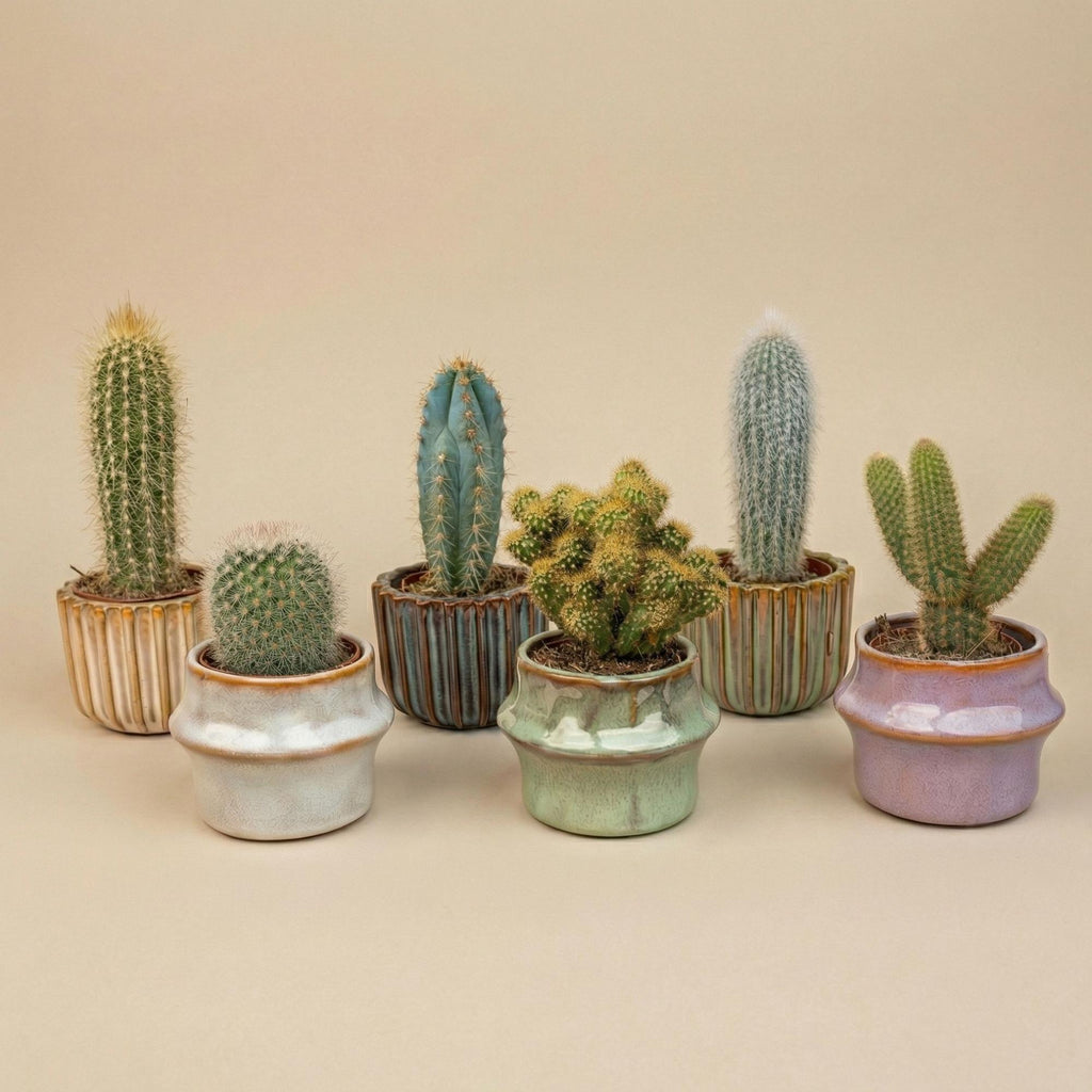 Succulenten Set van 6 in Keramische Mini Potjes Barcelona -  ↑ 8–12 cm