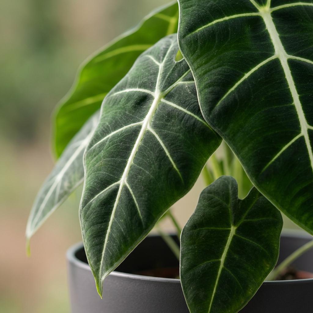 Kamerplant - Olifantsoor - Alocasia Frydek - Groen - Weinig onderhoud - 1 Plant - met Potter Grijs - Pot 19cm - Hoogte 60cm