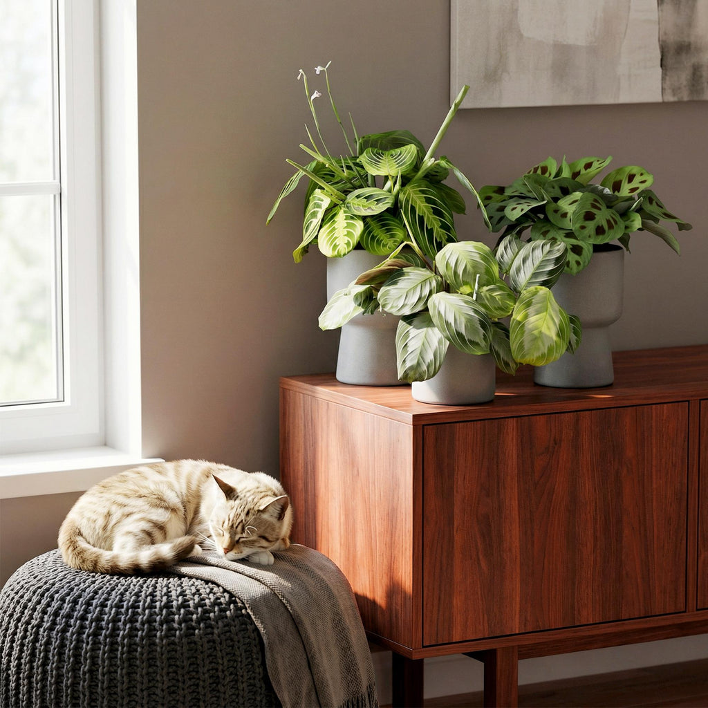 Kamerplant - Marantha Silverband, Marantha Lemon Lime Marantha Kerchoveana - Gebedsplant - Huisdiervriendelijke Plant - Groen - 3 Planten - Pot 12cm - Hoogte 25cm