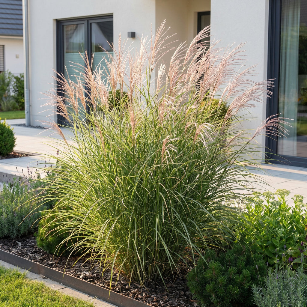 Grassen - Miscanthus sin. Morning Light - Pampusgras - Met Pluim - Zilver - 6 Planten - Pot 11cm - Hoogte 15-25cm