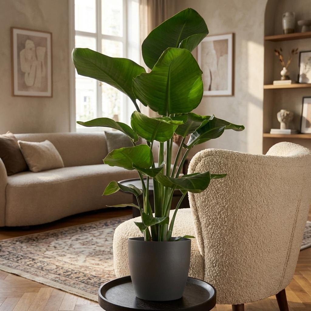 Strelitzia Nicolai met Potter pot grijs - 80cm - Ø21