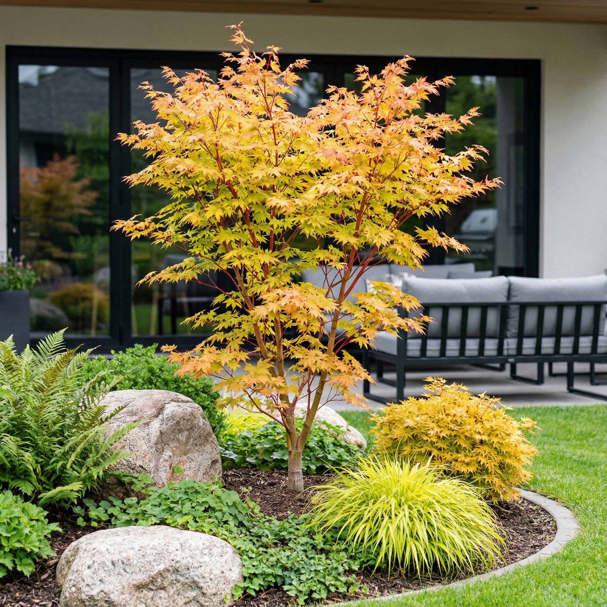 Tuinplant - Acer palmatum Sangokaku - Japanse Esdoorn - Bladverliezend - Groen - 1 - Pot 26cm - Hoogte 90cm