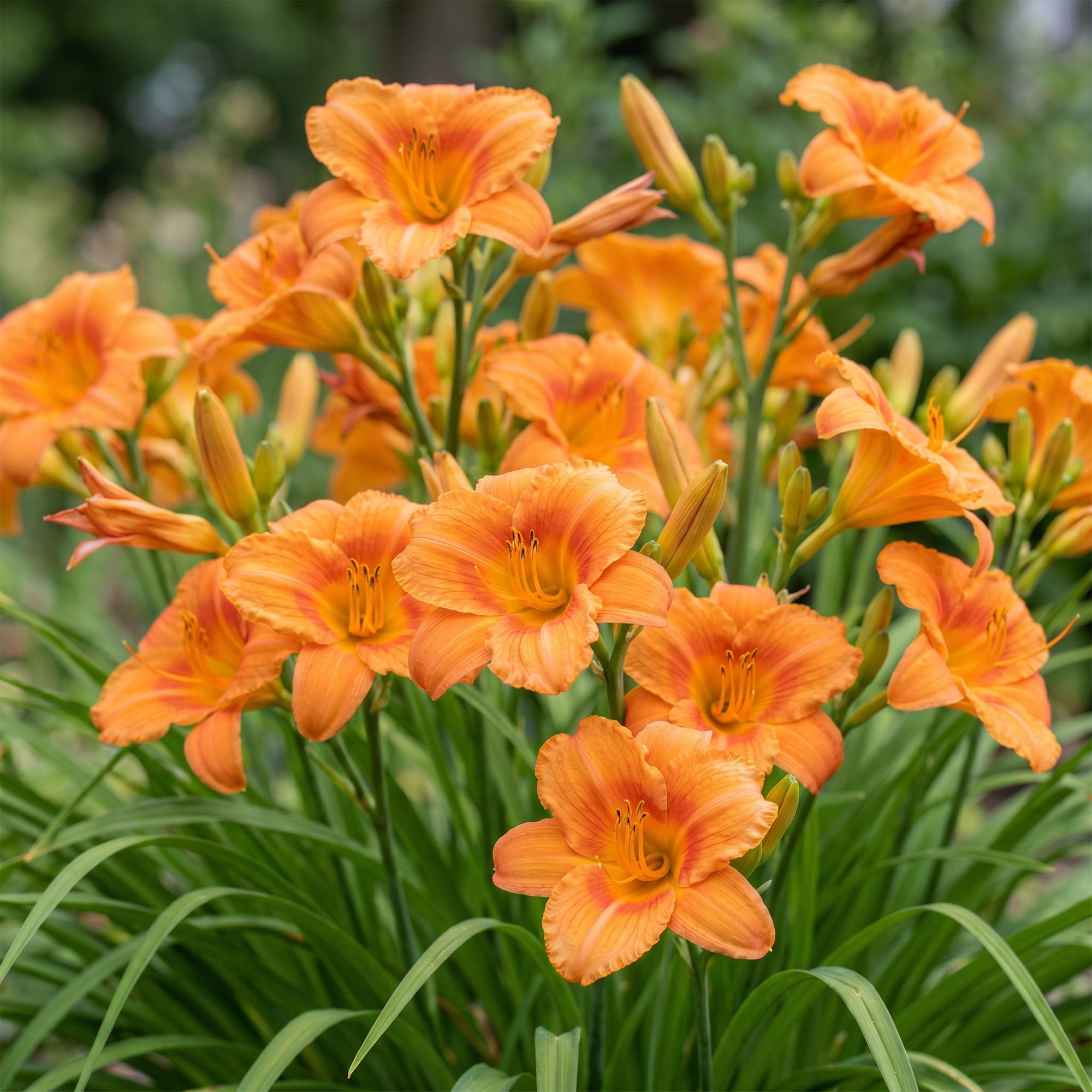 Vasteplant - Hemerocallis Mauna Loa - Daglelie - Bijen en Vlinderlokkers - Oranje - 12 Planten - Pot 11cm - Hoogte 15-25cm