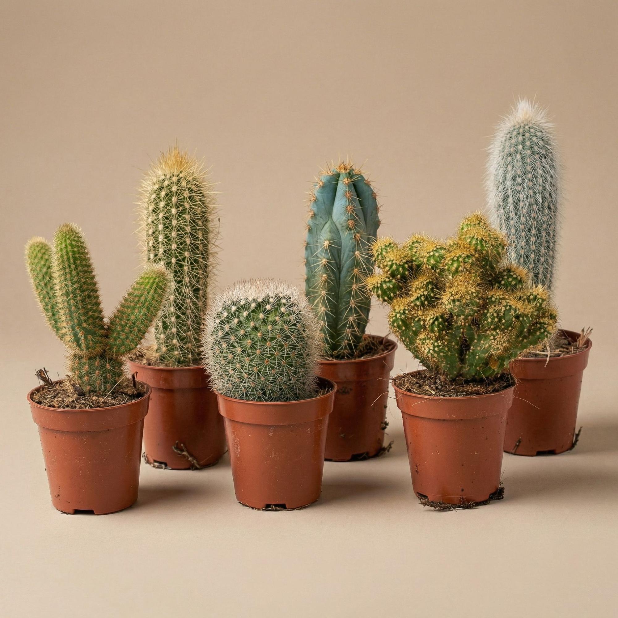 Cactus Set van 6 in Keramische Mini Potjes San Juan -  ↑ 8–12 cm