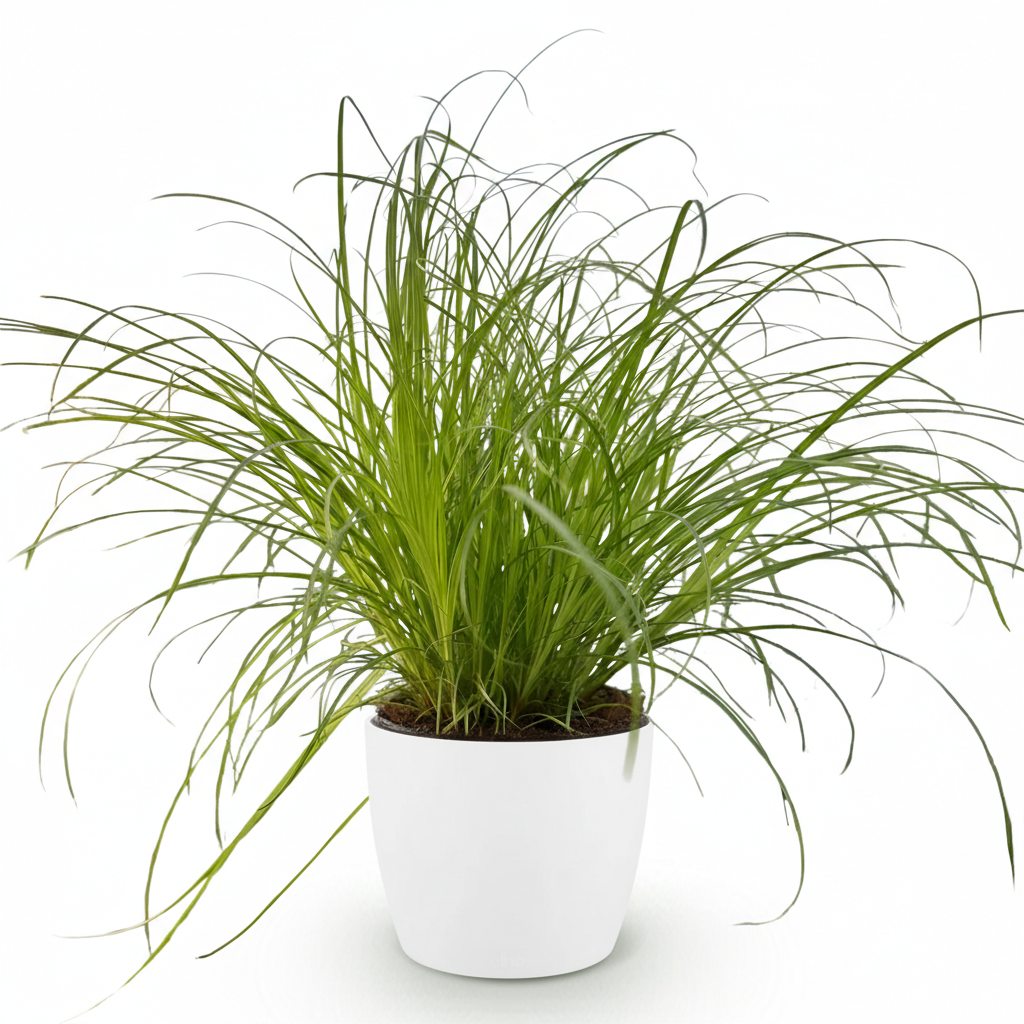 Kamerplant - Cyperus alternifolius Zumula - Kattengras - Huisdiervriendelijke Plant - Groen - 1 Plant - met Potter Wit - Pot 12cm - Hoogte 20cm