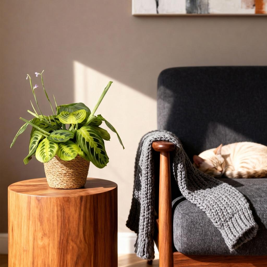 Kamerplant - Maranta Fascinator Lemon Lime - Gebedsplant - Huisdiervriendelijke Plant - Groen - 2 Planten - met Mand - Pot 12cm - Hoogte 25cm