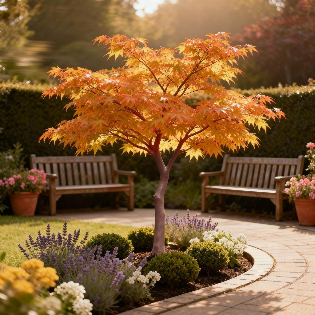 Tuinplant - Acer palmatum Sangokaku - Groen - 3 Planten - Bladverliezend - Weing Onderhoud - Pot 12cm Hoogte 35cm