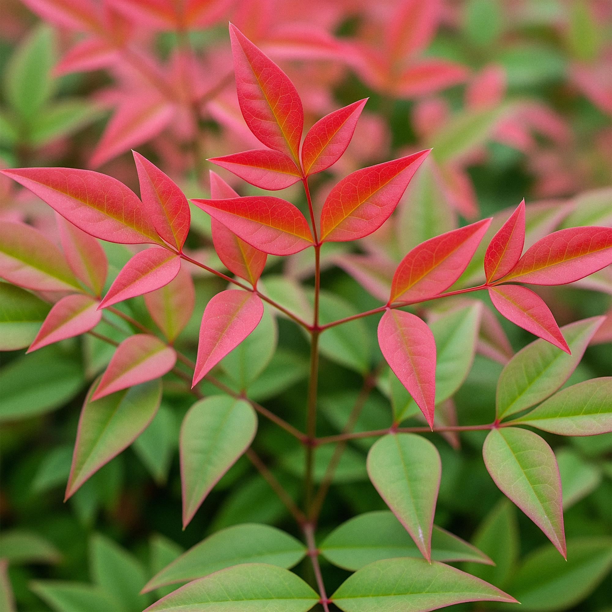 Tuinplant - Nandina Obsessed - Rood - 1 Plant - Groenblijvend - Weinig Onderhoud - Pot 17cm Hoogte 45cm
