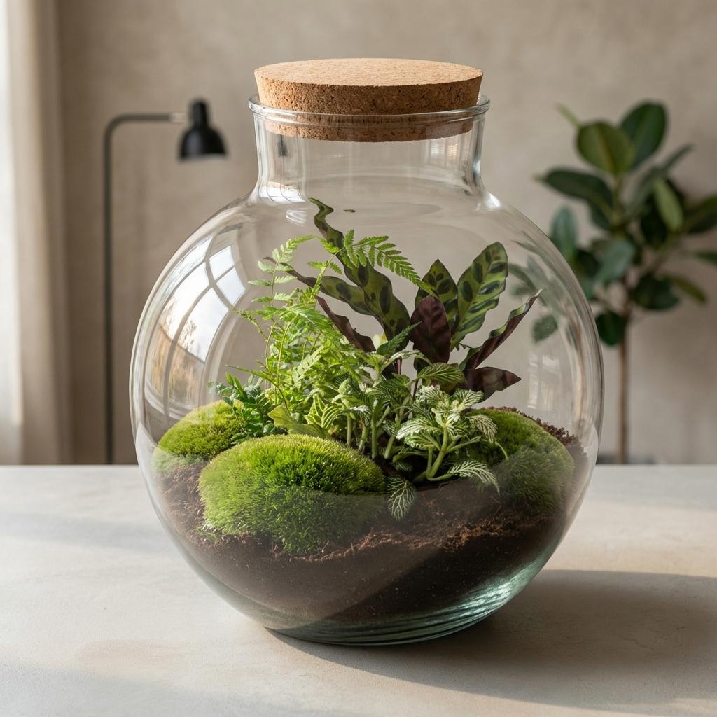 DIY Planten terrarium (met verlichting) - Bolder Bob - Ø 31 cm ↑ 30 cm - Rake + Shovel + Tweezer + Scissors