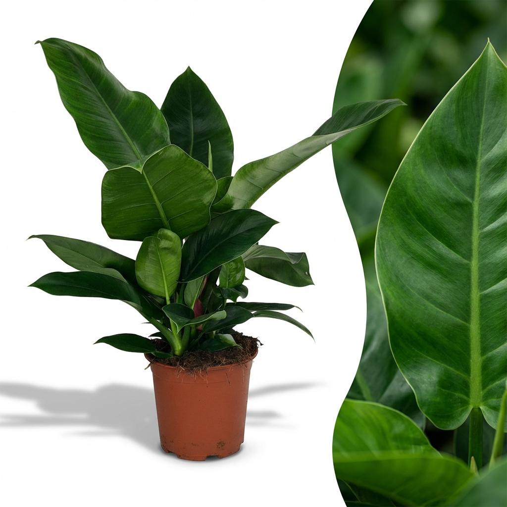 Kamerplant - Philodendron - Philodendron Imperial Green - Groen - Weinig onderhoud - 1 Plant - Pot 19cm - Hoogte 65cm