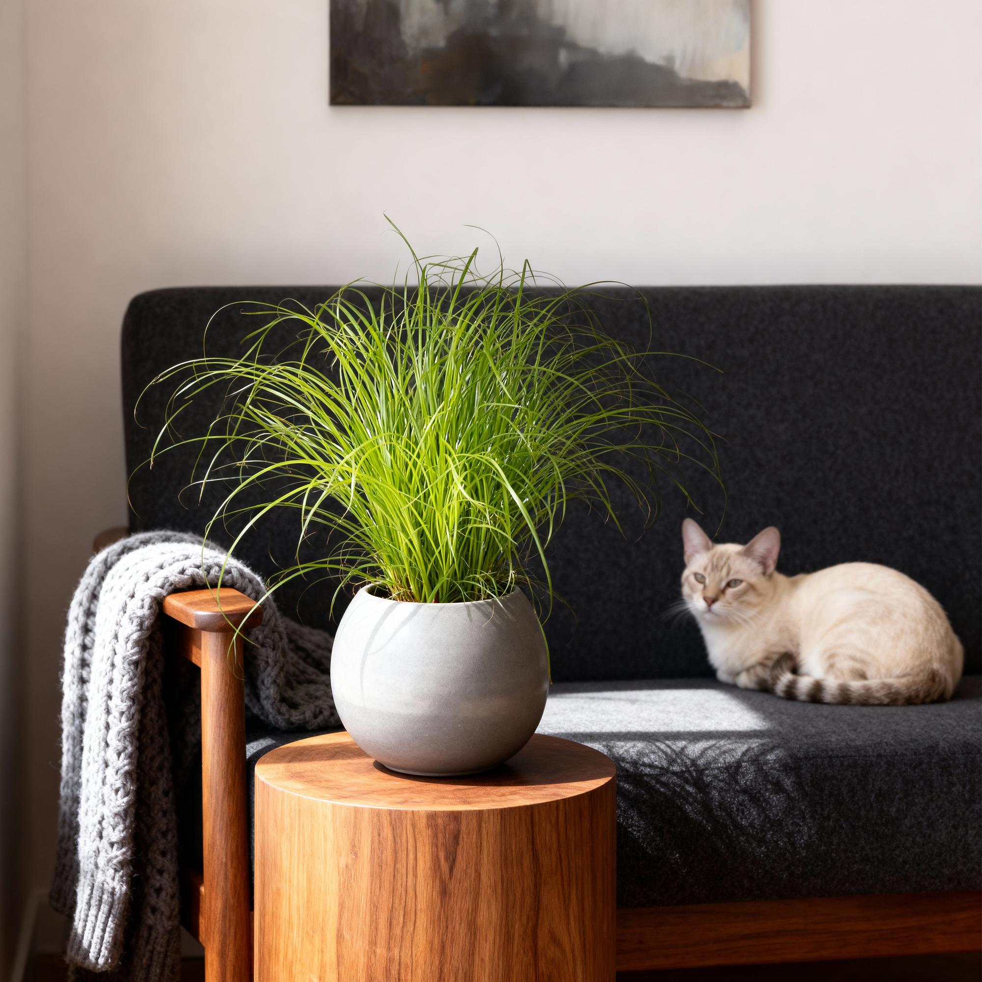 Kamerplant - Cyperus alternifolius Zumula - Kattengras - Huisdiervriendelijk - Groen - 2 Planten - Pot 12cm - Hoogte 28-30cm