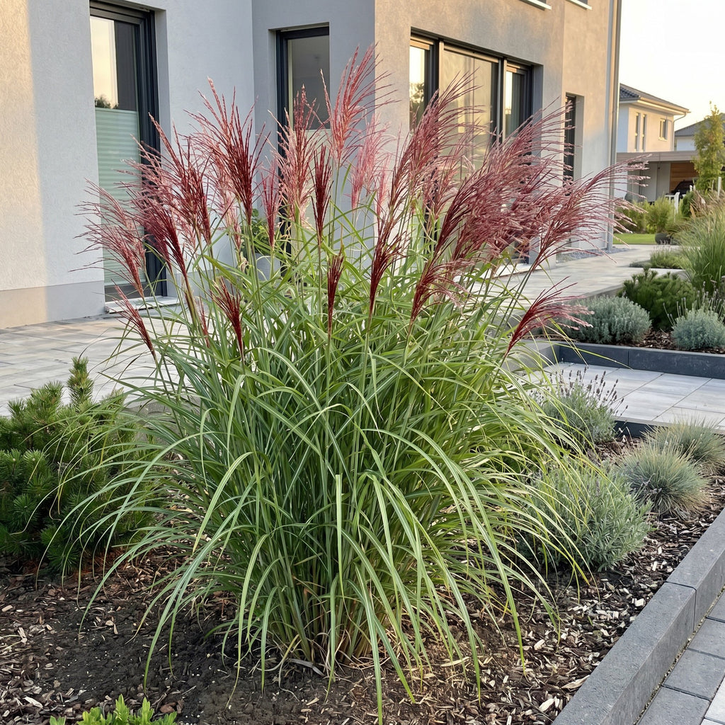 Grassen - Miscanthus sin. Red Chief - Pampusgras - Met Pluim - Groen - 1 Plant - Pot 11cm - Hoogte 15-25cm