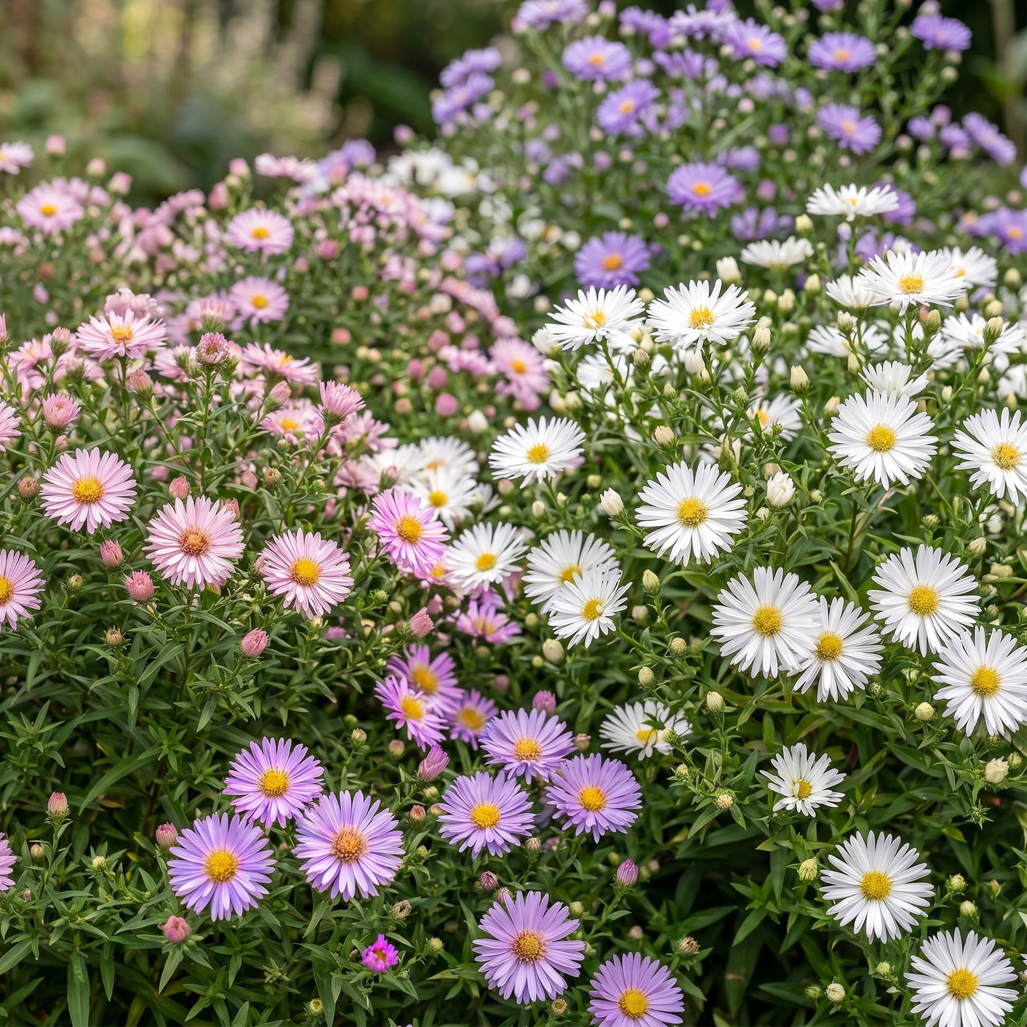 Vasteplant - Aster Tricolour - Zee Aster - Bijen en Vlinderlokkers - Paars - Roze - Wit - 6 Planten - Pot 11cm - Hoogte 15-25cm