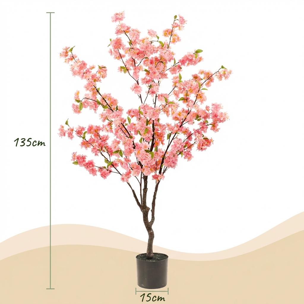 Kunstplant - Prunus - Kersenbloesem - Roze - 135cm