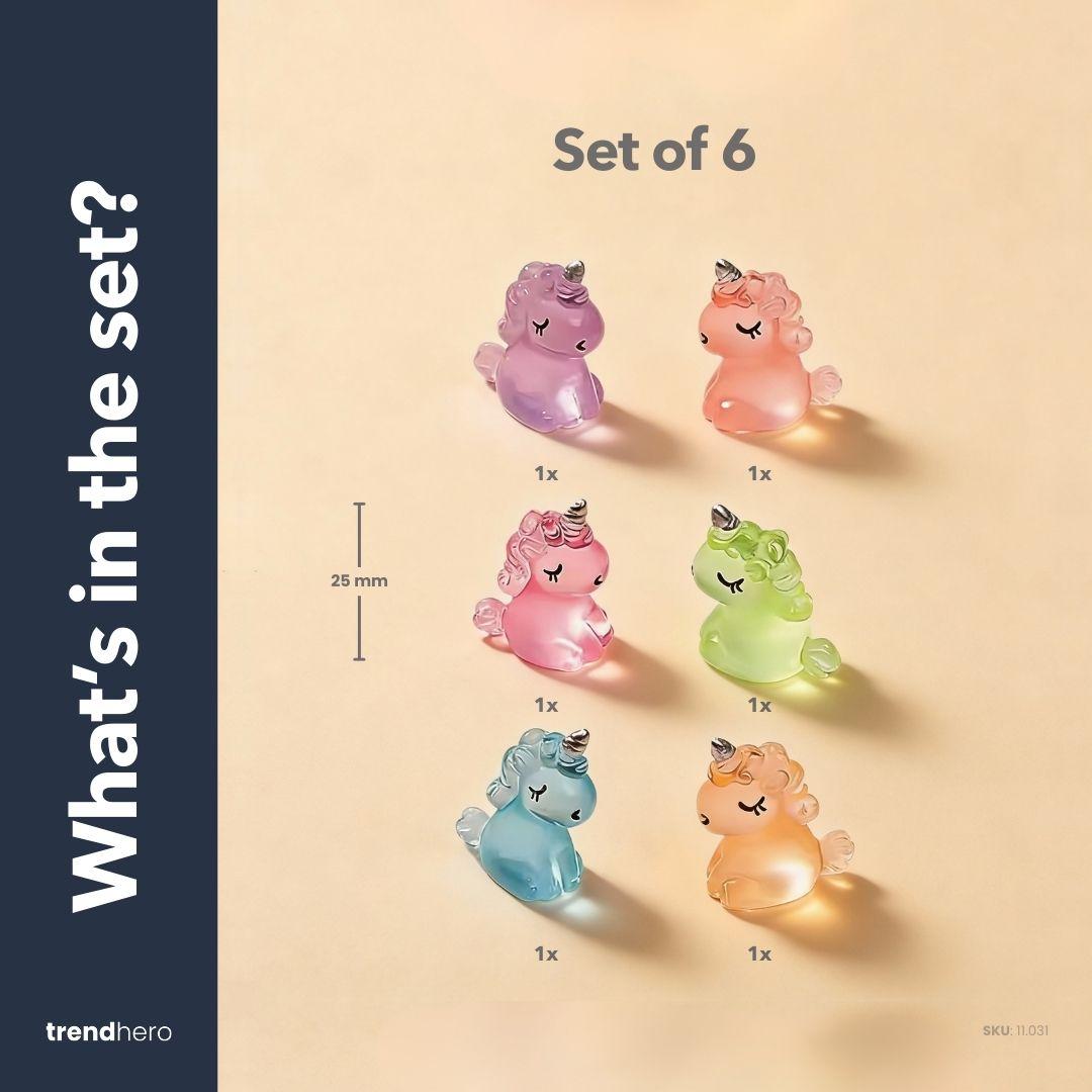 Glow in the dark - Unicorns - Multi - ↑ 2,5 cm - 6 stuks