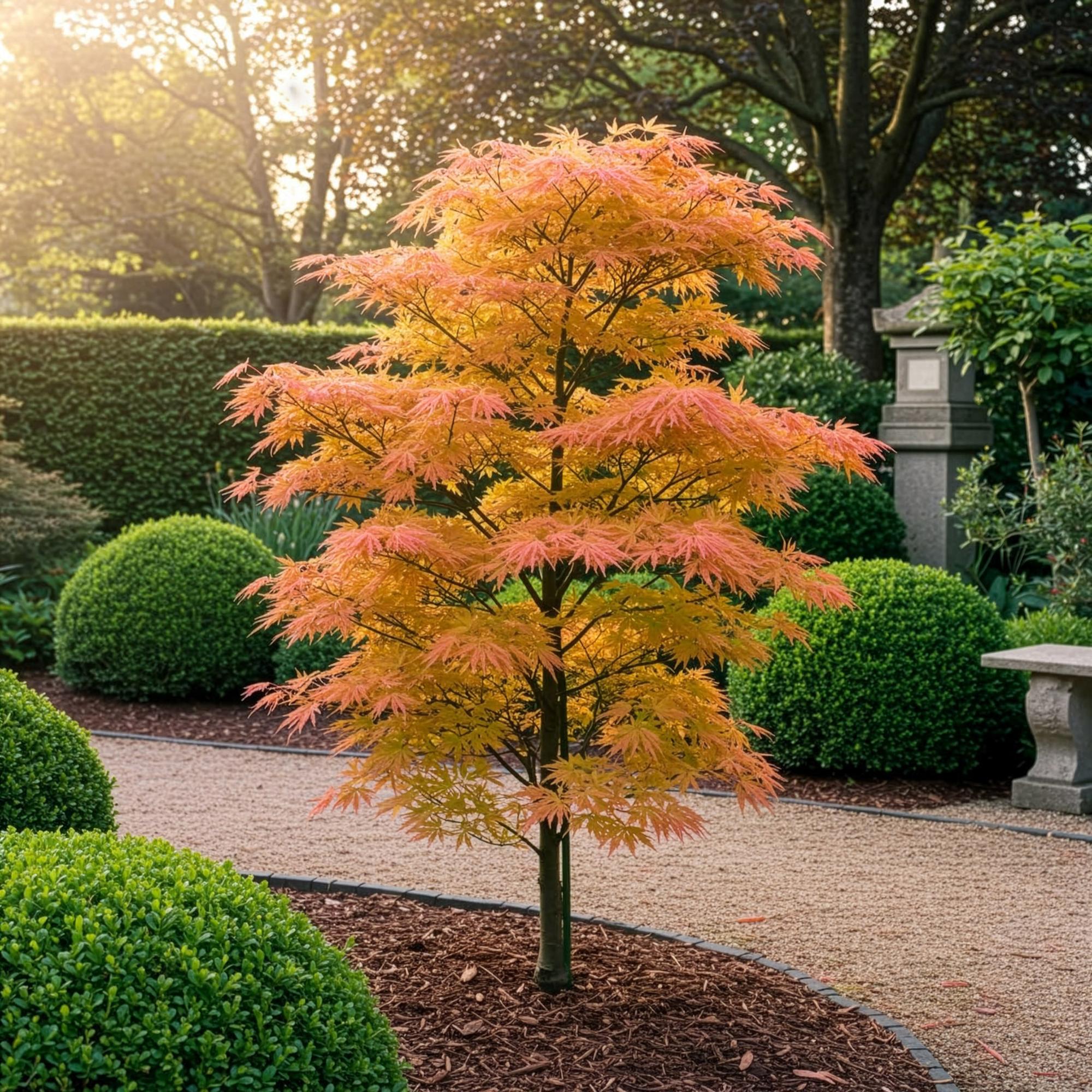 Tuinplant - Acer palmatum Orange Dream - Oranje - 3 Planten - Bladverliezend - Weinig Onderhoud - Pot 12cm Hoogte 35cm