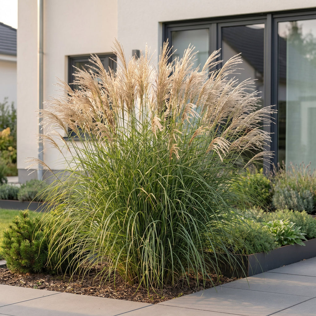 Grassen - Miscanthus sin. Gracillimus - Pampusgras - Met Pluim - Groen - 24 Planten - Pot 11cm - Hoogte 15-25cm