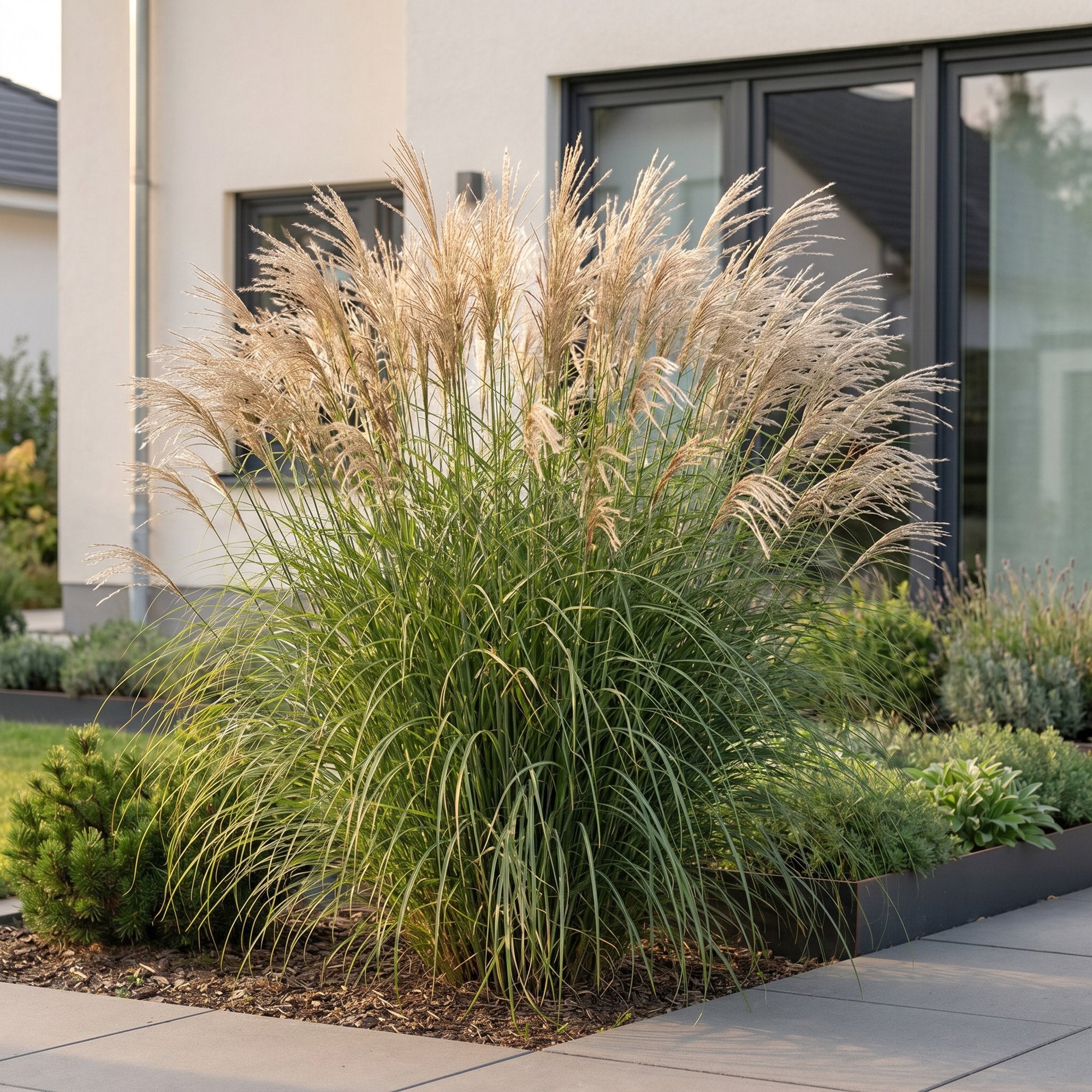 Grassen - Miscanthus sin. Gracillimus - Pampusgras - Met Pluim - Groen - 24 Planten - Pot 11cm - Hoogte 15-25cm