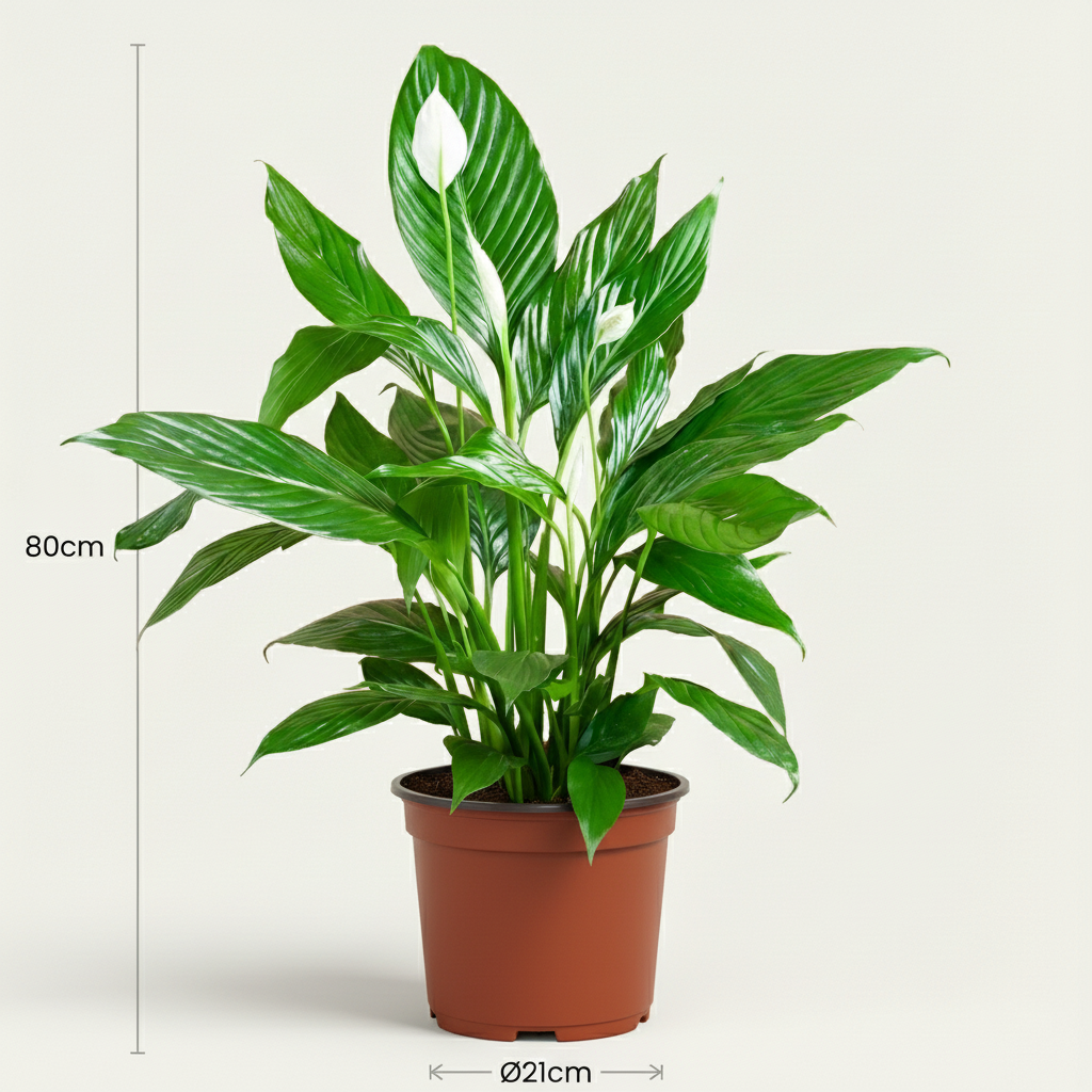 Kamerplant - Lepelplant - Spathiphyllum - Wit - Weinig onderhoud - 1 Plant - Pot 19cm - Hoogte 70 - 80cm