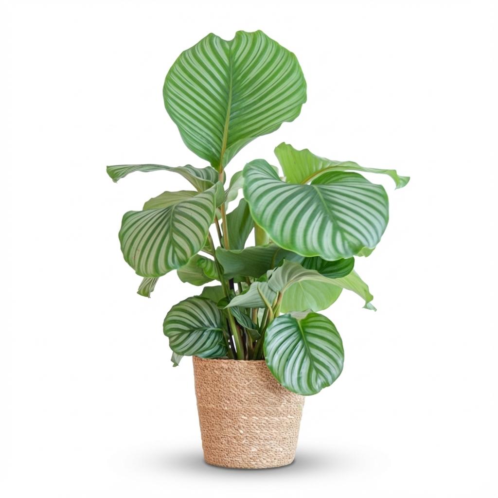 Calathea Orbifolia met Zeegras mand naturel - 65cm - Ø21