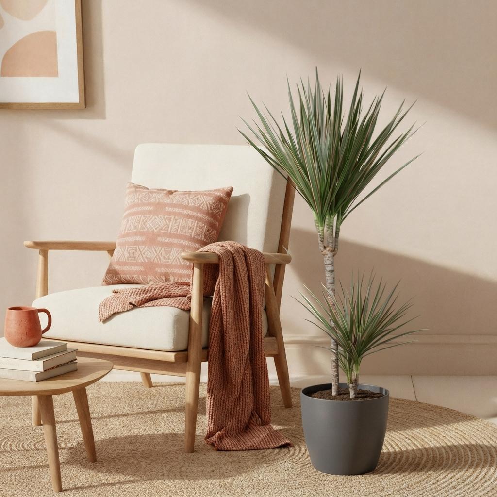 Kamerplanten - Dracaena Marginata Bicolor - Drakenbloedboom - Weinig onderhoud - Groen - 1 Plant - met Potter Grijs - Pot 21cm - Hoogte 90-100cm