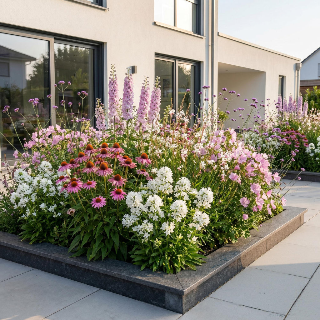 Vasteplant - Borderpakket - Bijen en vlinderlokkend - Diversen - Soorten en kleuren - 6 Planten - Pot 11cm - Hoogte 15-25cm
