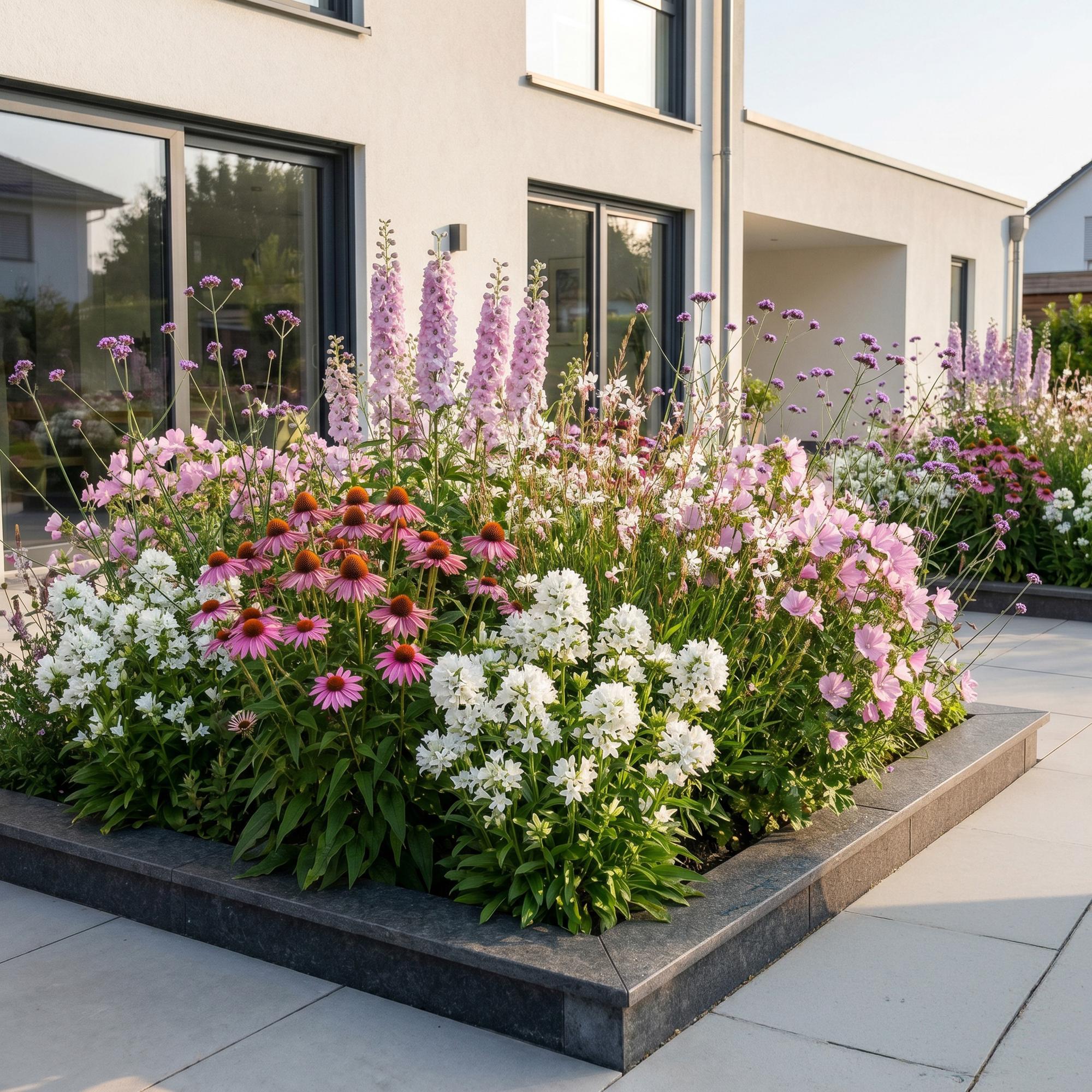 Vasteplant - Borderpakket - Bijen en vlinderlokkend - Diversen - Soorten en kleuren - 6 Planten - Pot 11cm - Hoogte 15-25cm