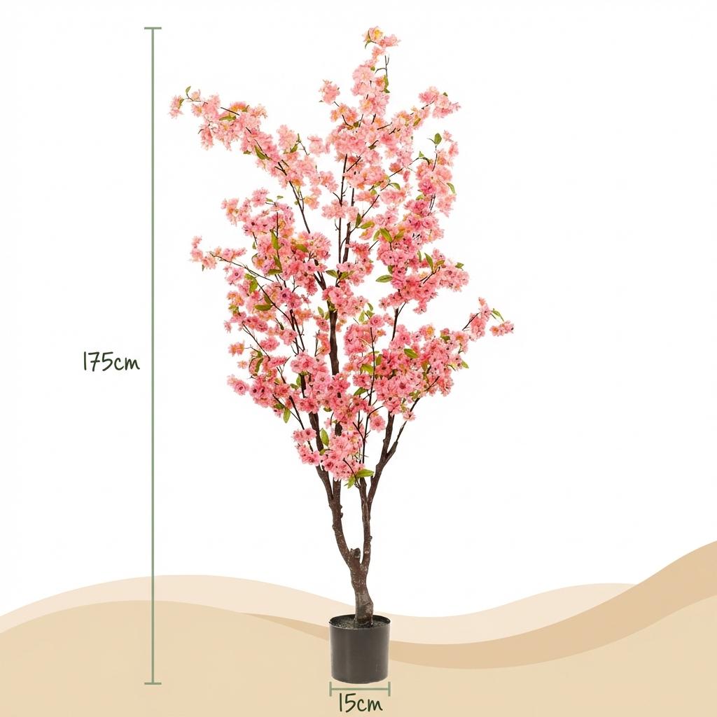 Kunstplant - Prunus - Kersenbloesem - Roze - 175cm