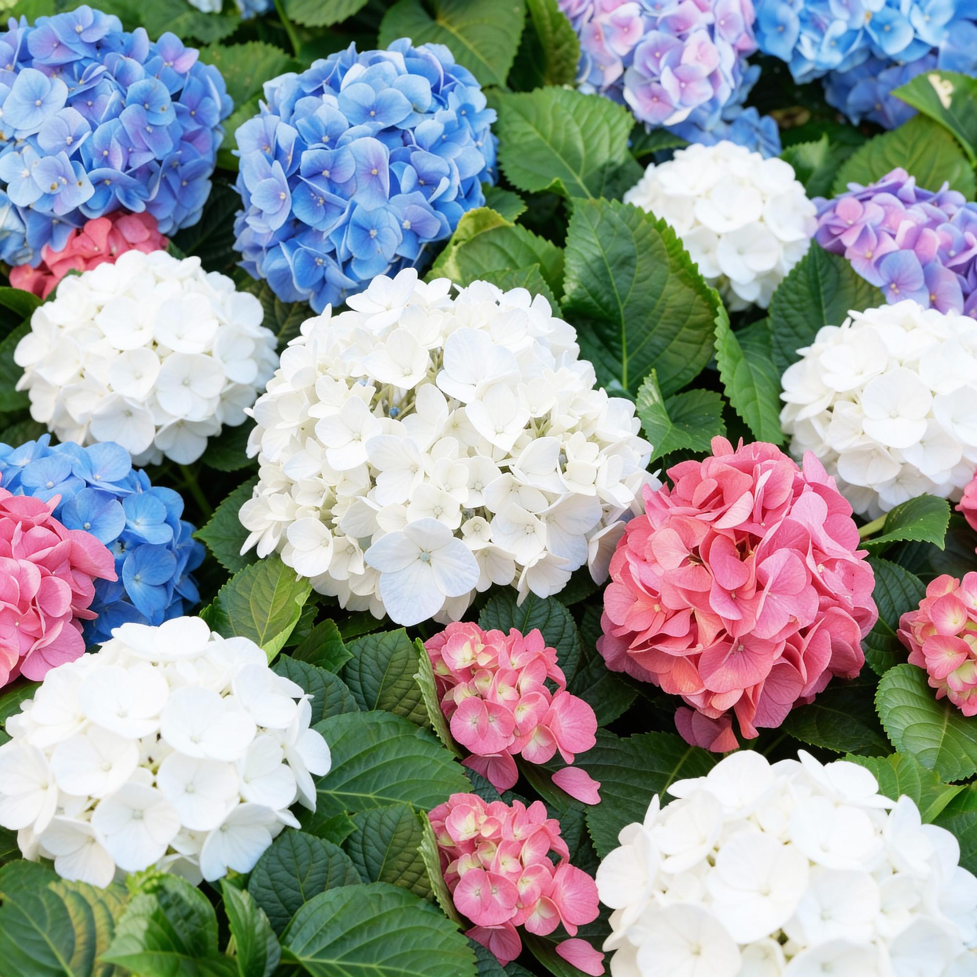 Tuinplant - Hydrangea macrophylla Tricolour - Hortensia - Winterhard - Roze-Blauw-Wit - 3 Planten - Pot 12cm - Hoogte Hoogte 20-30cm