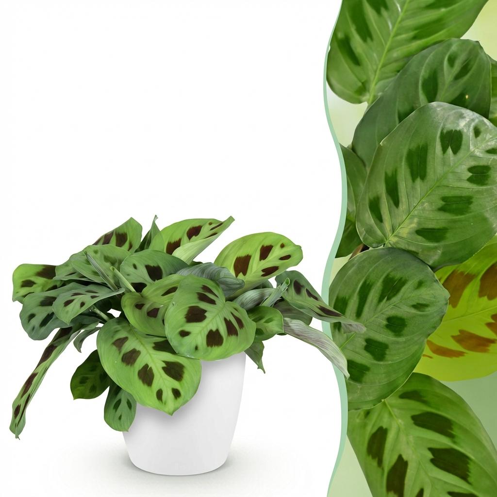 Kamerplant - Maranta Fascinator Kerchoveana - Zebraplant - Huisdiervriendelijke Plant - Groen - 1 Plant - met Potter Wit - Pot 12cm - Hoogte 25cm