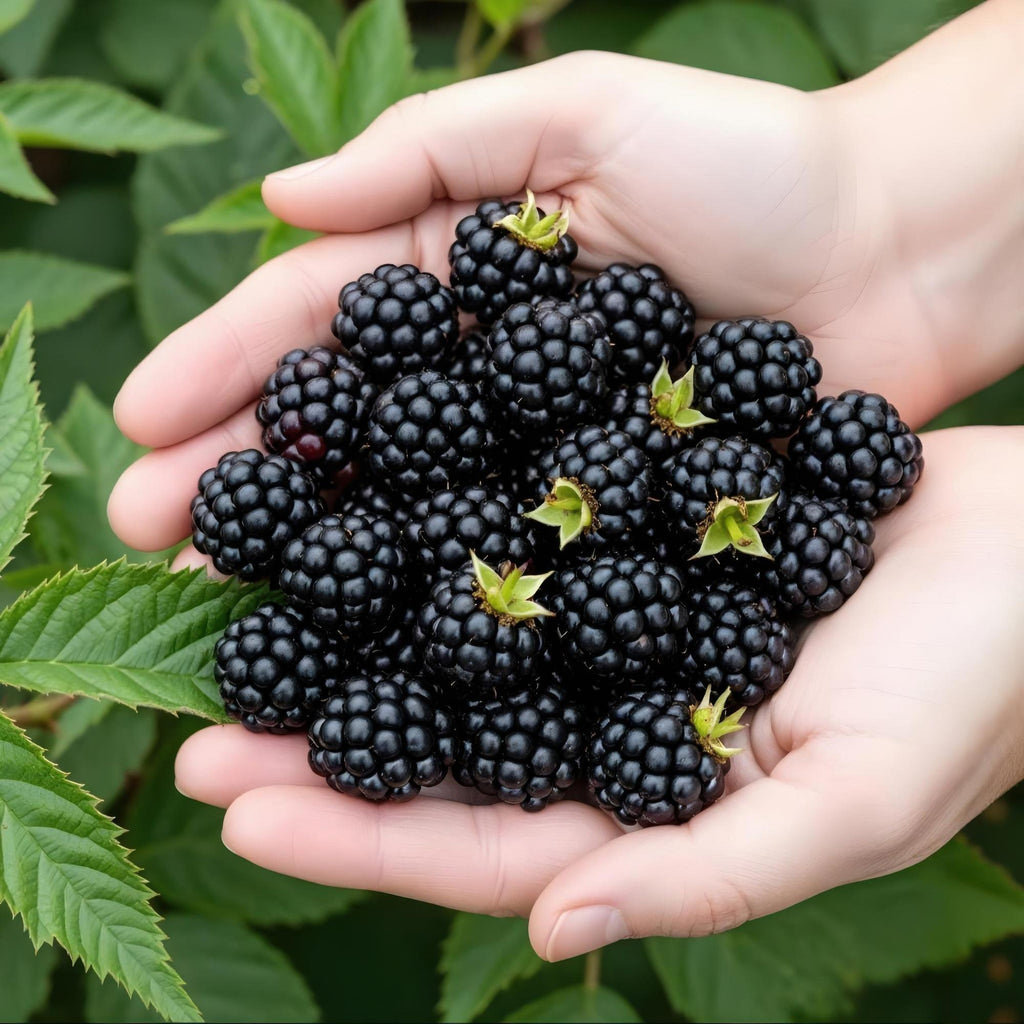 Fruitplanten - Groenblijvende Braam - Rubus Thornless Evergreen - Winterhard - 3 Planten - Pot 9 cm - Zwarte Braam