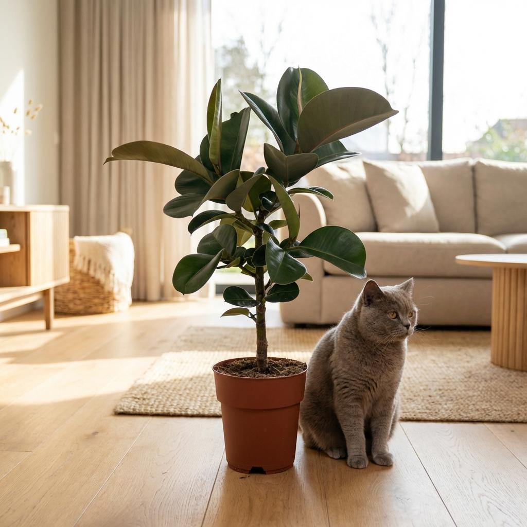 Kamerplant - Rubberplant - Ficus Elastica Cloe - Groen - Weinig onderhoud - 1 Plant - Pot 19cm - Hoogte 65cm