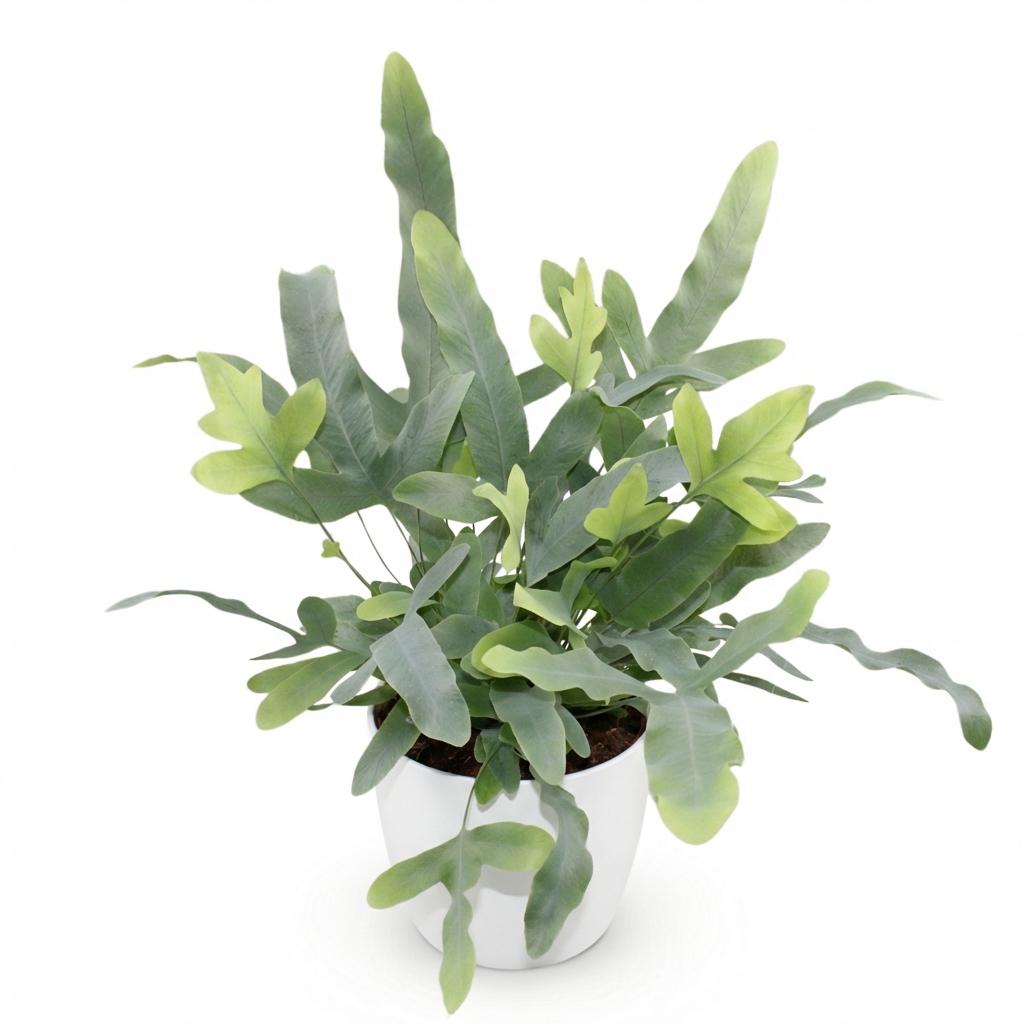 Kamerplant - Phlebodium aureum Blue Star - Blauwe Varen - Huisdiervriendelijke Plant - Blauw - 1 Plant - met Potter Wit - Pot 12cm - Hoogte 25cm
