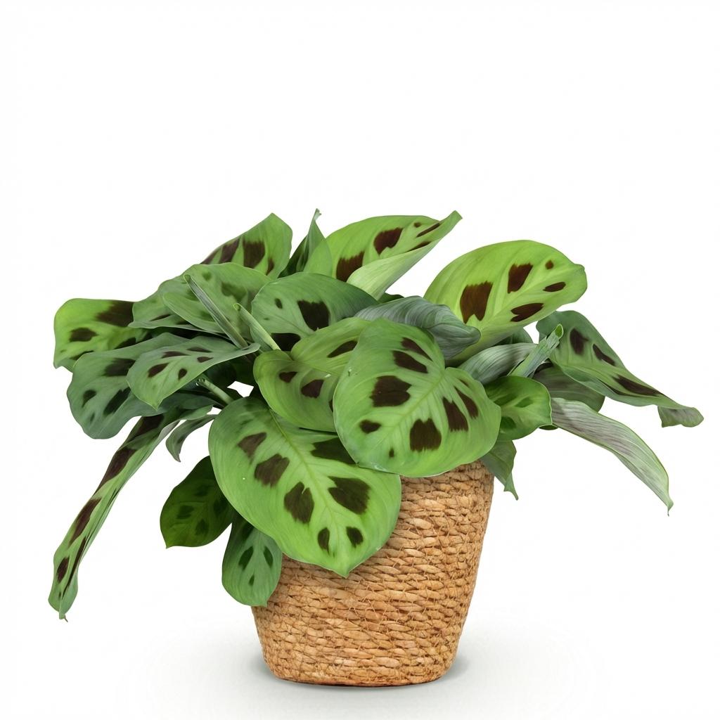 Kamerplant - Maranta Fascinator Kerchoveana - Zebraplant - Huisdiervriendelijke Plant - Groen - 1 Plant - met Mand - Pot 12cm - Hoogte 25cm