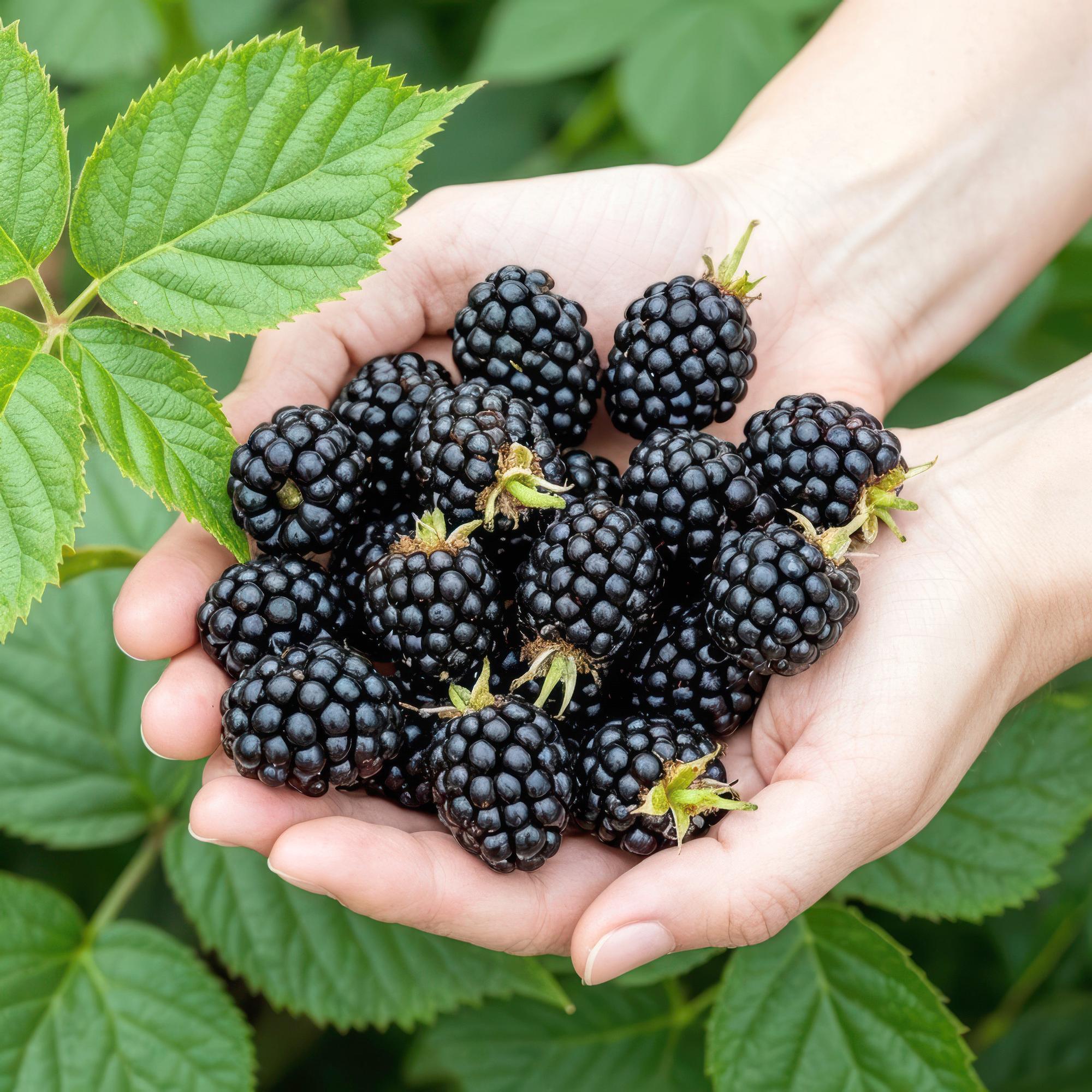 Fruitplanten - Braam - Rubus Black Satin - Winterhard - 3 Planten - Pot 9 cm - Zwarte Braam