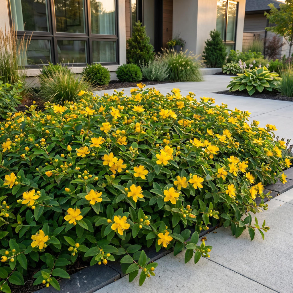 Vasteplant - Hypericum calycinum - Sint-Janskruid - Bijen- en vlinderlokkers - Geel - 12 Planten - Pot 11cm - Hoogte 15-25cm